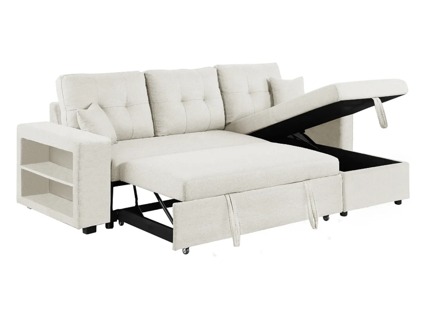 Sofá rinconera convertible 4 plazas beige GLASGOW