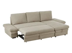 Sofá rinconera convertible y reversible en chenilla beige SIVIARA