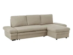 Sofá rinconera convertible y reversible en chenilla beige SIVIARA