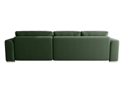 Sofá rinconera convertible y reversible de tela verde abeto MELTANA