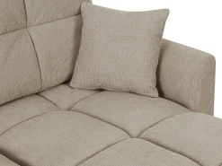 Sofá rinconera convertible y reversible en chenilla beige LUMARIO