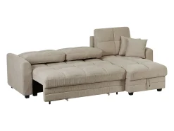 Sofá rinconera convertible y reversible en chenilla beige LUMARIO