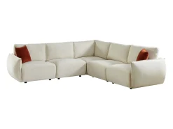 Sofá rinconera de 5 plazas en chenilla beige OCTAVINE