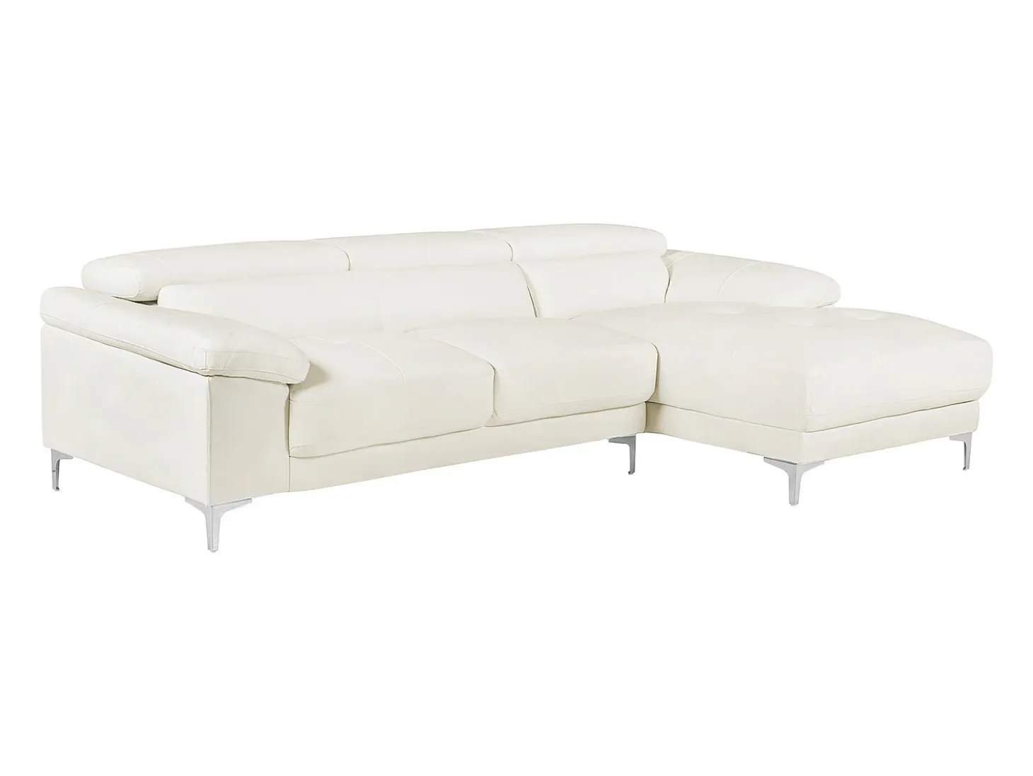 Sofá rinconera de piel color blanco ángulo derecho SOLANGE