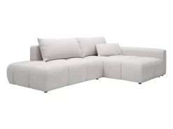 Sofá rinconera derecha abierto convertible en tela texturizada beige MINTURNO