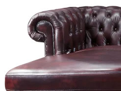 Sofá rinconera derecha chesterfield 100% piel cherry BRENTON