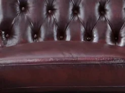 Sofá rinconera derecha chesterfield 100% piel cherry BRENTON