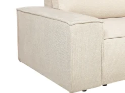 Sofá rinconera derecha convertible en tela texturizada beige AMELIA