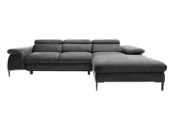 Sofá rinconera derecha convertible de terciopelo antracita diseño SEPINA