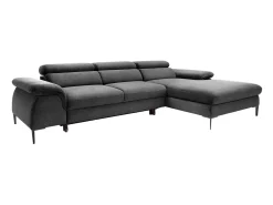 Sofá rinconera derecha convertible de terciopelo antracita diseño SEPINA