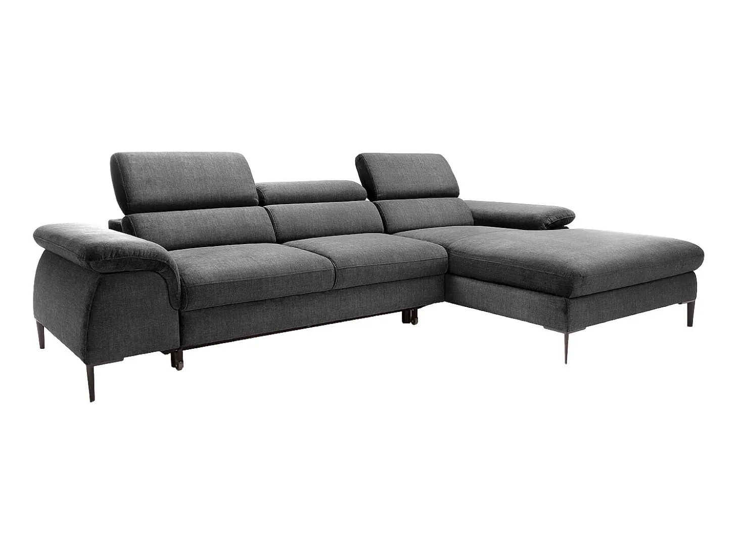 Sofá rinconera derecha convertible de terciopelo antracita diseño SEPINA