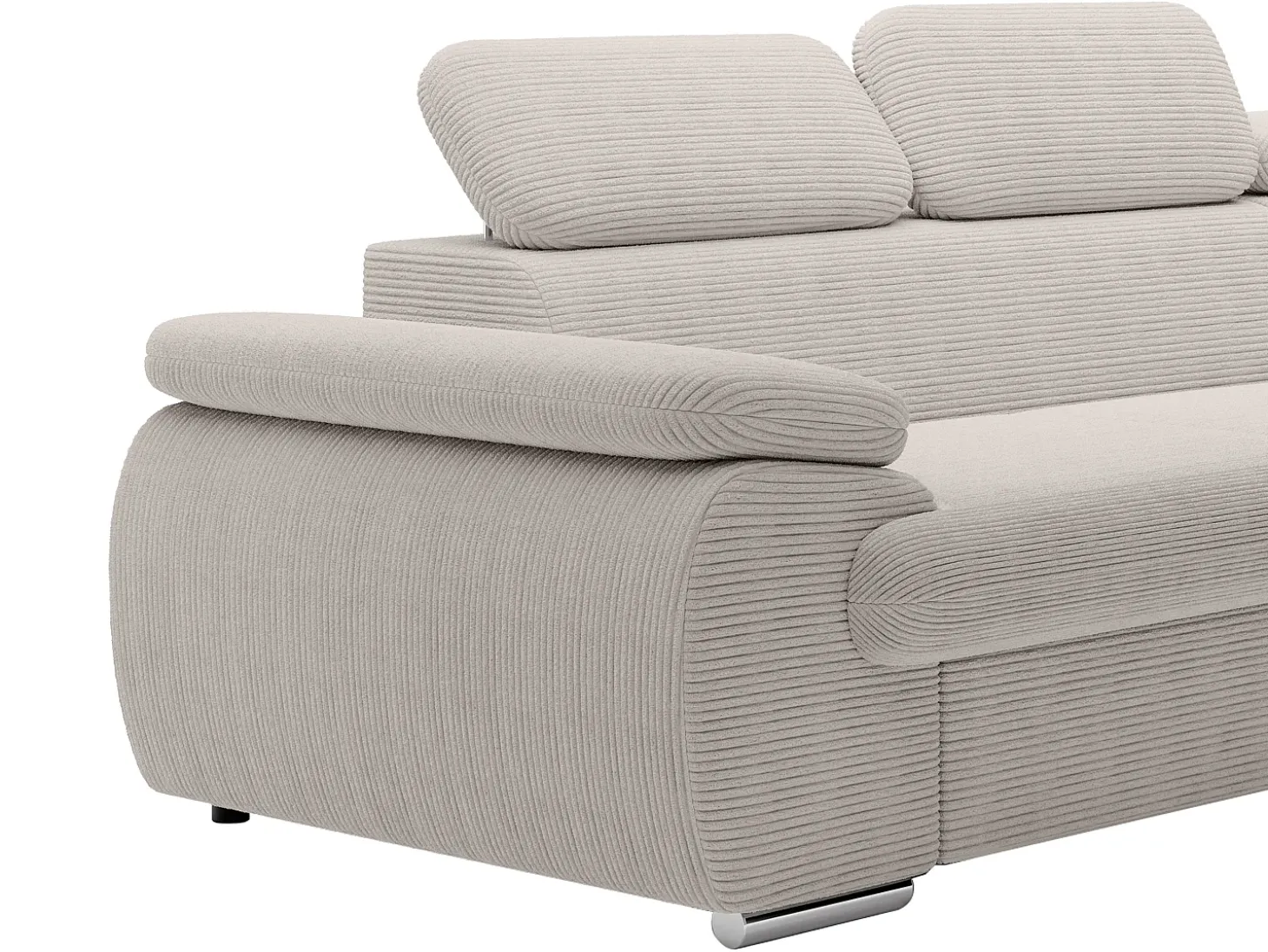 Sofá rinconera derecha convertible en pana beige FABIEN