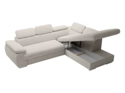 Sofá rinconera derecha convertible en pana beige FABIEN