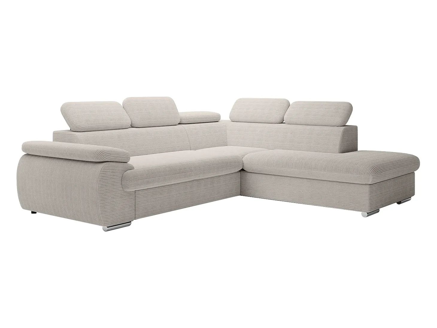 Sofá rinconera derecha convertible en pana beige FABIEN
