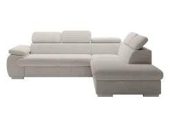 Sofá rinconera derecha convertible en pana beige FABIEN