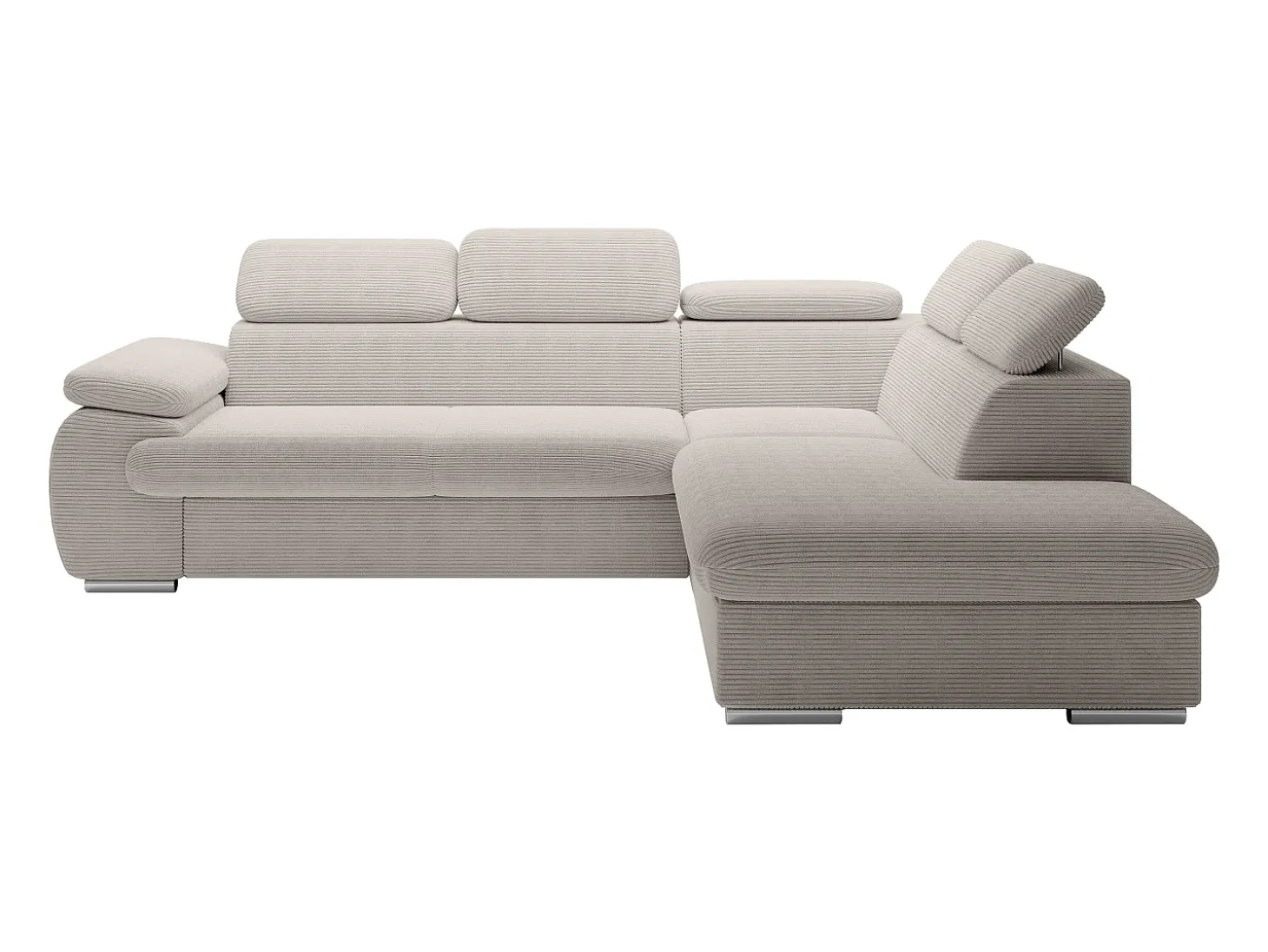 Sofá rinconera derecha convertible en pana beige FABIEN