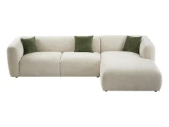 Sofá rinconera derecha de tela beige estilo contemporáneo TANCAVO
