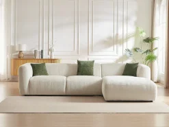 Sofá rinconera derecha de tela beige estilo contemporáneo TANCAVO