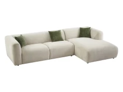 Sofá rinconera derecha de tela beige estilo contemporáneo TANCAVO