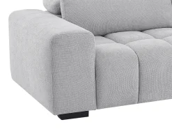 Sofá rinconera derecha de tela gris texturizada LOPONZA