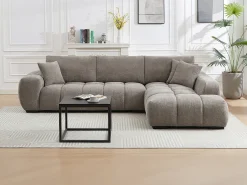 Sofá rinconera derecha de tela color gris BERENIA