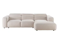 Sofá rinconera derecha en tela jaspeada beige. NELORIM