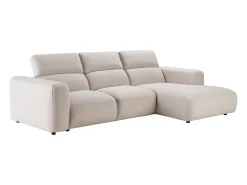 Sofá rinconera derecha en tela jaspeada beige. NELORIM
