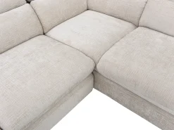 Sofá rinconera derecha en tela texturizada beige con almacenamiento oculto SURDELI