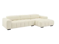 Sofá rinconera derecha en tela texturizada beige LOPONZA
