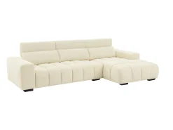Sofá rinconera derecha en tela texturizada beige LOPONZA