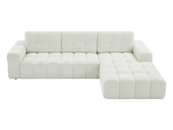 Sofá rinconera derecha en tela bouclé blanco SOPELANA