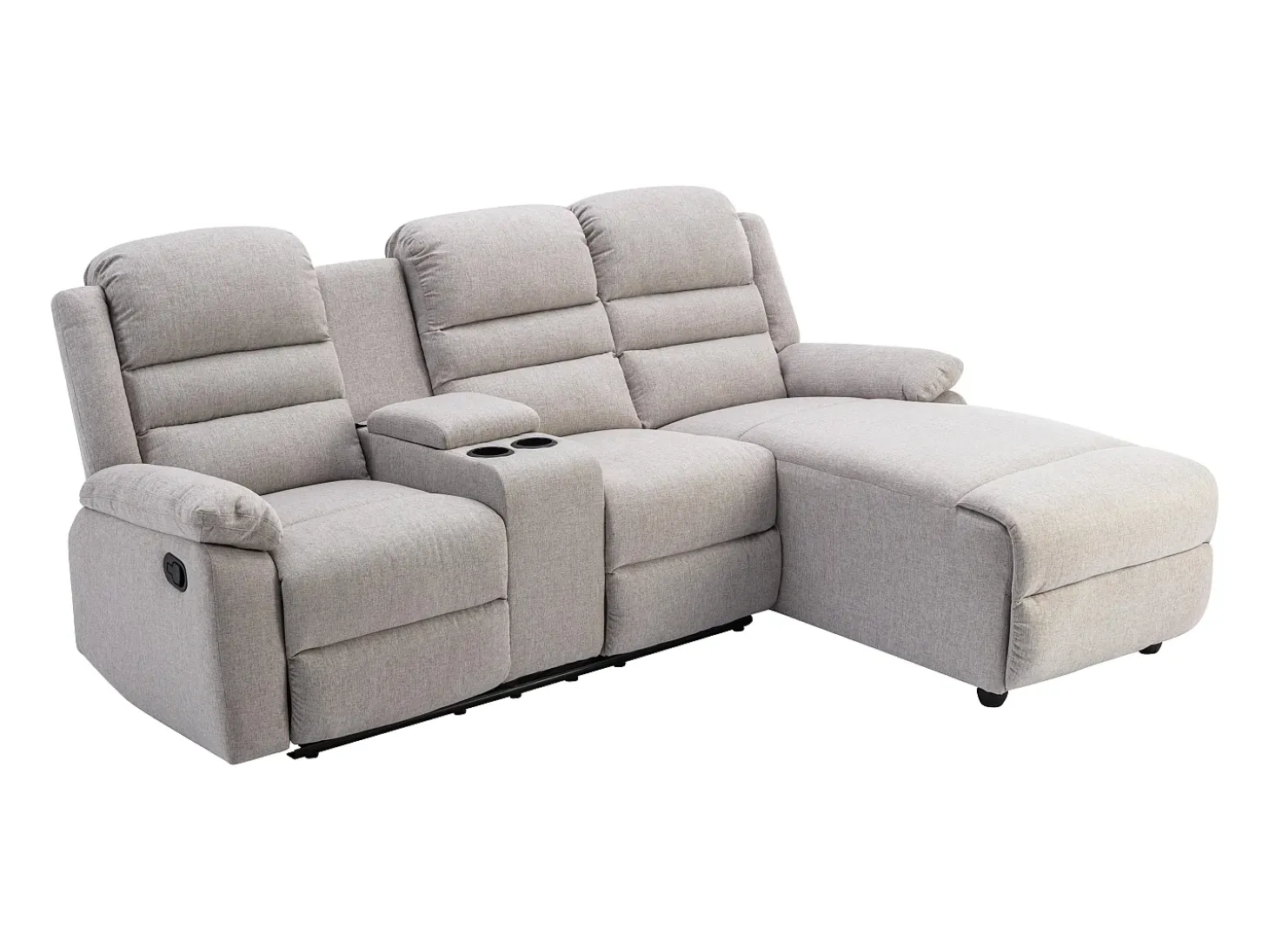 Sofá rinconera derecha relax: manual de tela beige MACEDONIA