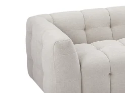 Sofá rinconera derecha y puf de tela beige moteado DILOME de Pascal Morabito