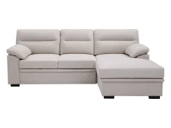Sofá rinconera derecho convertible de tela beige ULENIO