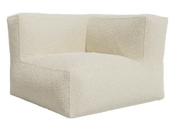 Sofá rinconera en tela bouclé color blanco roto estilo contemporáneo NOUMARA
