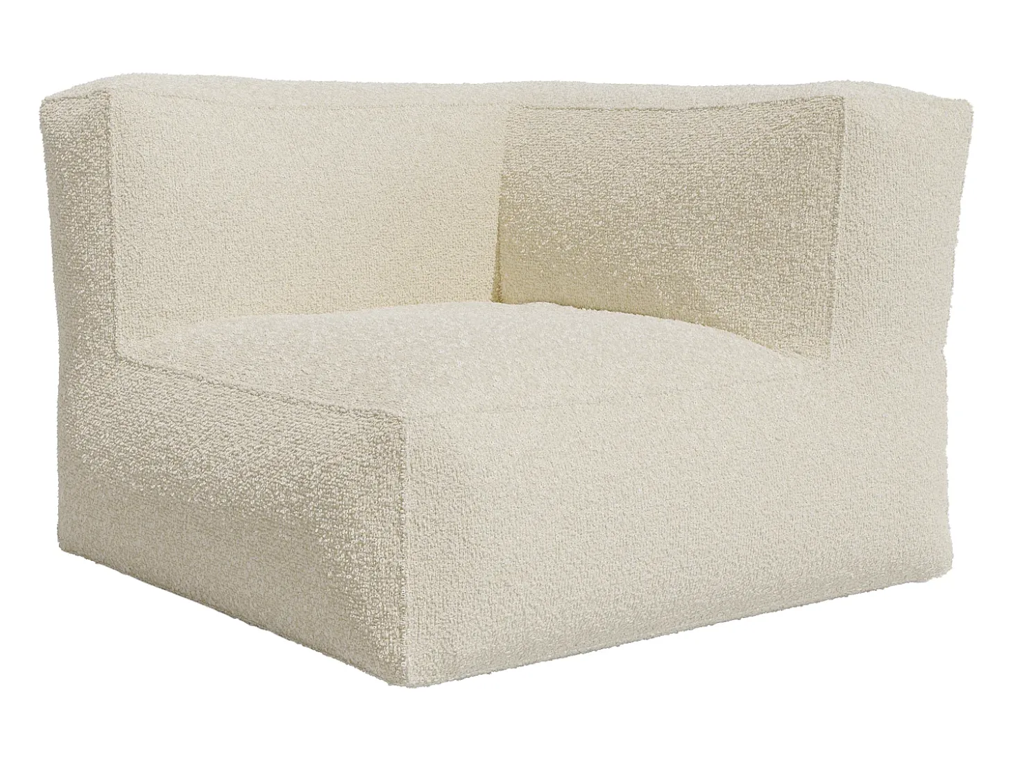 Sofá rinconera en tela bouclé color blanco roto estilo contemporáneo NOUMARA