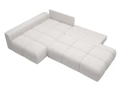 Sofá rinconera izquierda abierto convertible en tela texturizada beige MINTURNO