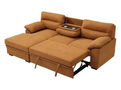 Sofá rinconera izquierda convertible de tela terracota ULENIO