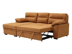 Sofá rinconera izquierda convertible de tela terracota ULENIO