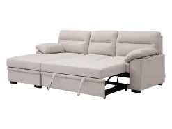 Sofá rinconera izquierda convertible de tela beige ULENIO
