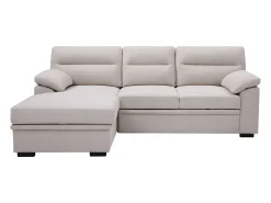 Sofá rinconera izquierda convertible de tela beige ULENIO