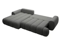 Sofá rinconera izquierda convertible de tela gris 4 plazas FRIDORA