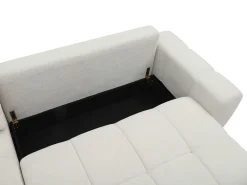 Sofá rinconera izquierda convertible en chenilla beige KOUMALO
