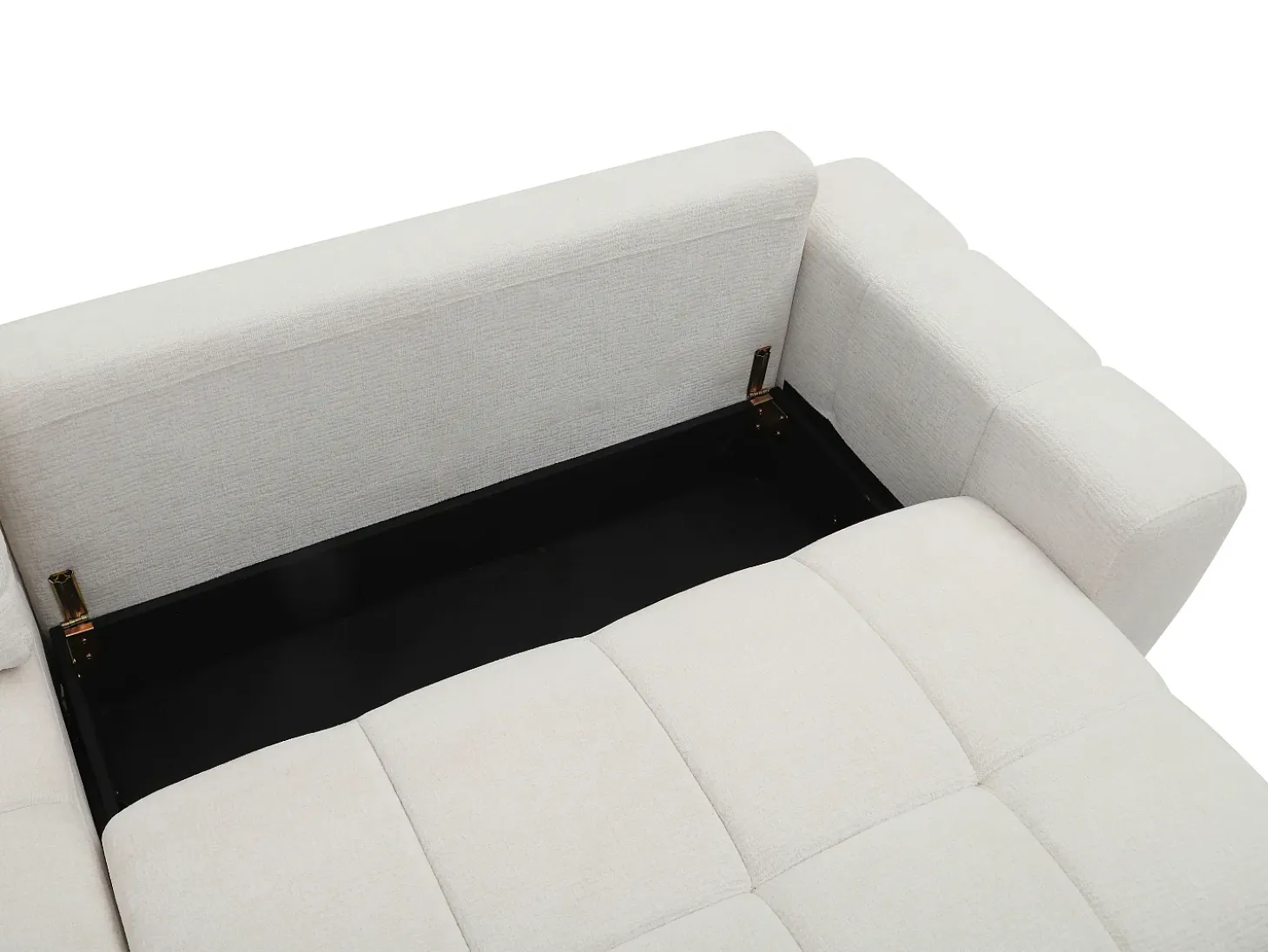 Sofá rinconera izquierda convertible en chenilla beige KOUMALO