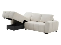 Sofá rinconera izquierda convertible en chenilla beige KOUMALO
