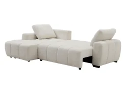 Sofá rinconera izquierda convertible en chenilla beige KOUMALO
