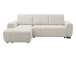 Sofá rinconera izquierda convertible en chenilla beige KOUMALO