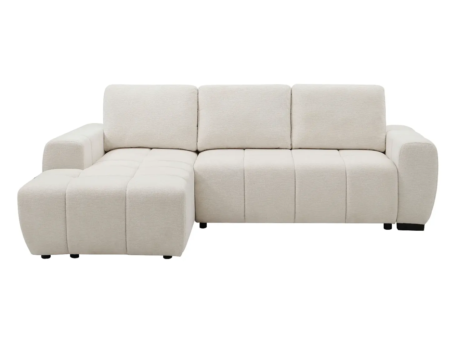 Sofá rinconera izquierda convertible en chenilla beige KOUMALO