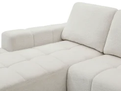 Sofá rinconera izquierda convertible en chenilla beige KOUMALO