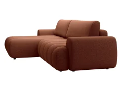 Sofá rinconera izquierda convertible en tejido terracota 4 plazas FRIDORA